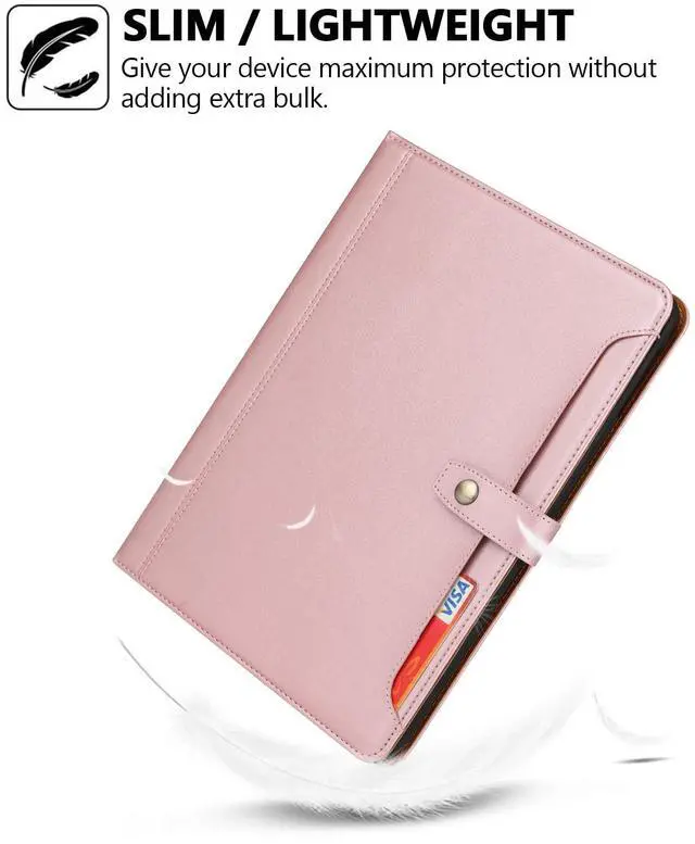 Alt view image 5 of 5 - Folio Case for iPad 6th 5th Gen 9.7-inch/iPad Air 2/iPad Pro 9.7, TECHCIRCLE Vegan Leather Folding Stand [Pencil Holder] Soft TPU Back Shell Protective Smart Cover with Card Slots & Pockets, Rose Gold