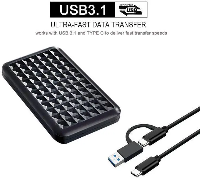Alt view image 2 of 5 - Tianken 500GB Ultra Slim Portable External Hard Drive USB 3.1 Type C 2.5'' HDD Storage for PC, Mac, Laptop, PS4, PS5, Xbox one