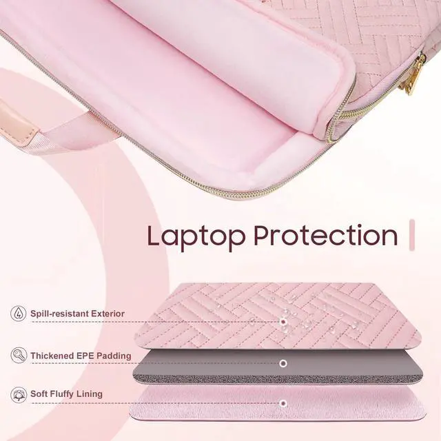Alt view image 4 of 5 - TiMOVO 15.6 Inch Laptop Sleeve Compatible with MacBook Air Pro, 15.6 Inch HP, Dell, Lenovo, Asus Notebook, Protective Laptop Carrying Case Bag with Handle, Pink