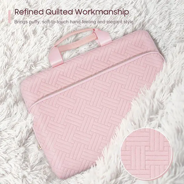 Alt view image 5 of 5 - TiMOVO 15.6 Inch Laptop Sleeve Compatible with MacBook Air Pro, 15.6 Inch HP, Dell, Lenovo, Asus Notebook, Protective Laptop Carrying Case Bag with Handle, Pink