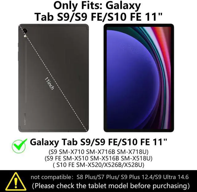 Alt view image 2 of 5 - Keyboard Case for Samsung Galaxy Tab S9 11" 2023/S9 FE 10.9"/S10 FE 10.9" 2025, 5G Galaxy Tab S9 Fe Case Cover with 7 Color Backlit Magnetic Detachable Wireless Bluetooth Keyboard Black