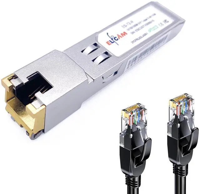 Main image of Elfcam(r) - 10Gb SFP+ Module in RJ45 Port, 10GB SFP+ Module 10Gbase-T-30m with 10m Cat8 Network Cable