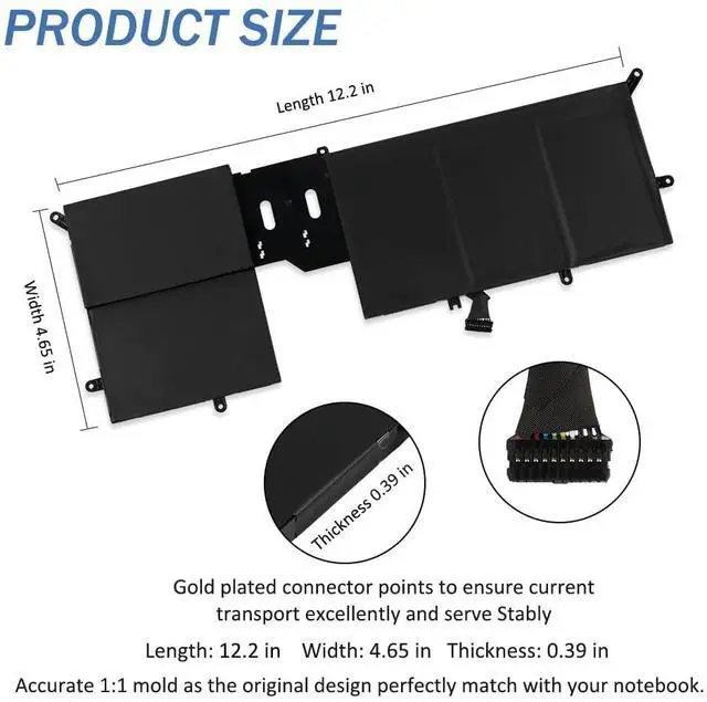Alt view image 4 of 5 - LUSONBAY Y9M6F Laptop Battery for Dell Alienware M15 R2 P87F Alienware M17 R2 P41E Series Replacement Battery for 0Y9M6F 8K84V 08K84V 11.4V/76WH
