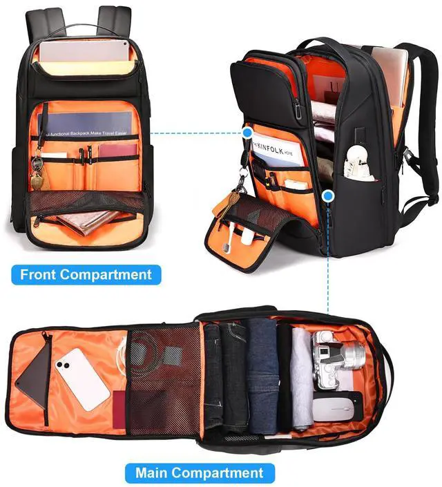 Alt view image 3 of 5 - FENRUIEN Computer Backpack 17 Inch Laptop, 15.6 Laptop Backpack for Men, Black
