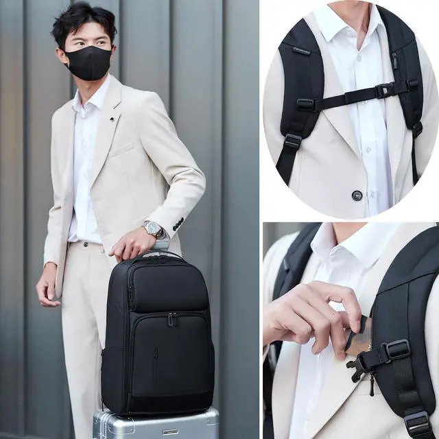 Alt view image 5 of 5 - FENRUIEN Computer Backpack 17 Inch Laptop, 15.6 Laptop Backpack for Men, Black