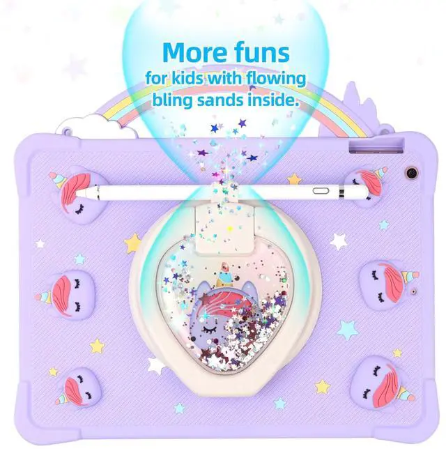 Alt view image 2 of 5 - [Super Cute Rainbow Handle Unicorn Case] for Samsung Galaxy Tab A8 10.5 Inch 2022 SM-X200/X205/X207 (Purple)