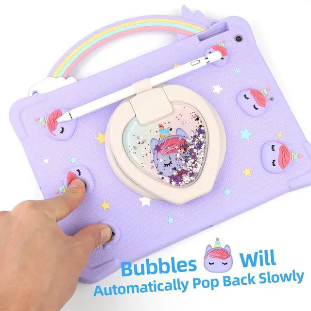 Alt view image 3 of 5 - [Super Cute Rainbow Handle Unicorn Case] for Samsung Galaxy Tab A8 10.5 Inch 2022 SM-X200/X205/X207 (Purple)