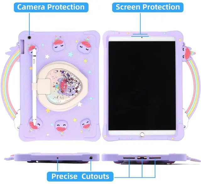 Alt view image 5 of 5 - [Super Cute Rainbow Handle Unicorn Case] for Samsung Galaxy Tab A8 10.5 Inch 2022 SM-X200/X205/X207 (Purple)