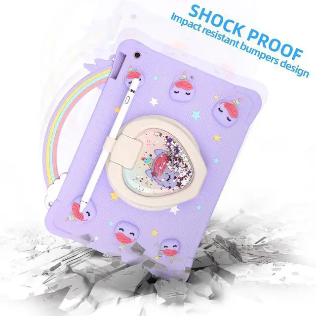 Alt view image 4 of 5 - [Super Cute Rainbow Handle Unicorn Case] for Samsung Galaxy Tab A8 10.5 Inch 2022 SM-X200/X205/X207 (Purple)