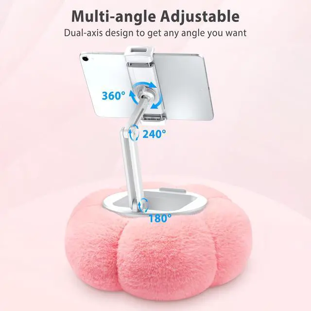 Alt view image 3 of 5 - CreaDream Pumpkin Tablet Pillow Stand Holder for Kindle iPad, Adjustable Phone Pillow Stand for Lap Bed with Detachable Snack Bowl, Compatible with 4.7"-13" Tablet, iPad, iPhone, Samsung Tabs, Kindle