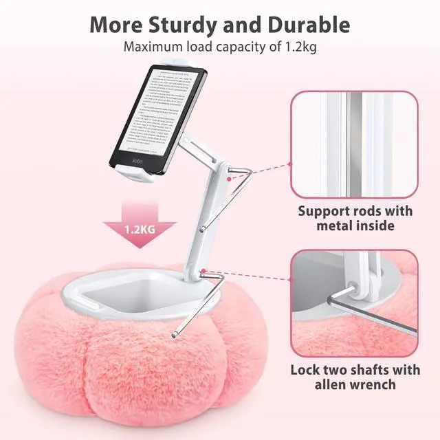 Alt view image 2 of 5 - CreaDream Pumpkin Tablet Pillow Stand Holder for Kindle iPad, Adjustable Phone Pillow Stand for Lap Bed with Detachable Snack Bowl, Compatible with 4.7"-13" Tablet, iPad, iPhone, Samsung Tabs, Kindle
