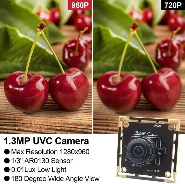Alt view image 2 of 5 - Magnolia 1.3MP Low Light USB Camera Module Wide Angle Webcam with 180 Degree Fisheye Lens AR0130 Mini Lightburn Camera Embedded Industrial Webcam Board for Raspberry Pi,Jetson Nano