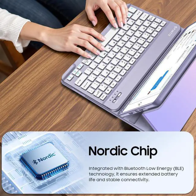 Alt view image 3 of 5 - FINTIE Keyboard Case for iPad 9th / 8th / 7th Generation (2021/2020/2019) 10.2 Inch, Soft TPU Back Stand Cover with Pencil Holder, Magnetically Detachable Bluetooth Keyboard, Fantasy Ombre