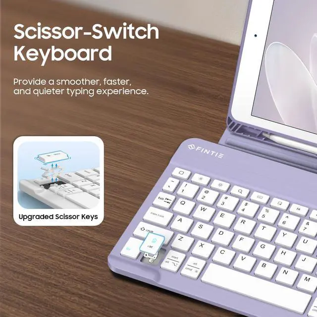 Alt view image 4 of 5 - FINTIE Keyboard Case for iPad 9th / 8th / 7th Generation (2021/2020/2019) 10.2 Inch, Soft TPU Back Stand Cover with Pencil Holder, Magnetically Detachable Bluetooth Keyboard, Fantasy Ombre