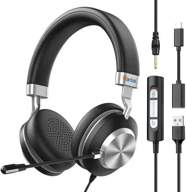 Main image of Headset wtih Mic, USB Headset with Microphone for PC, Computer Headset with Noise Canceling Microphone with Mute for Work Home Office Online Skype Zoom Meetings