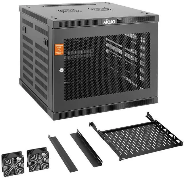 Main image of Tecmojo 9U Wall Mount Rack Cabinet, Heavy-Duty 176 Lbs High Load Capacity, 19" Enclosed Server Network Rack with Mesh Door, 23.6" Deep - Elite Collection