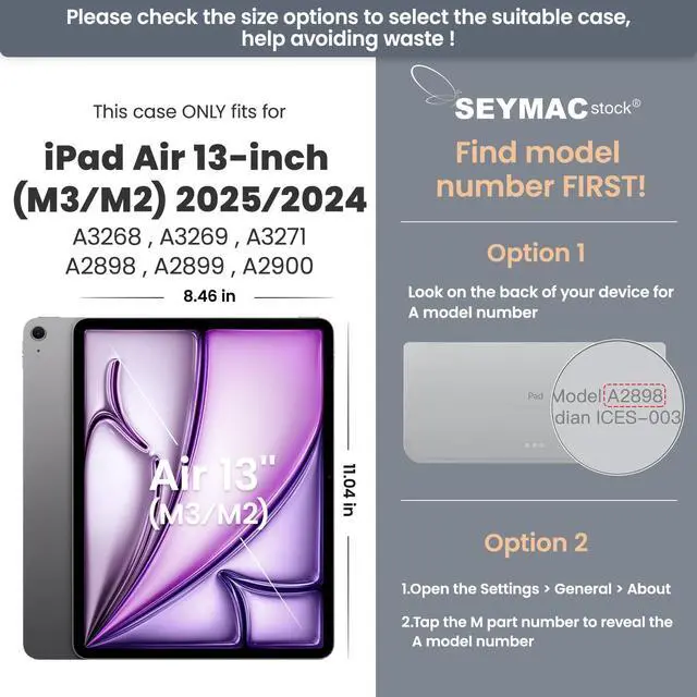 Alt view image 2 of 5 - SEYMAC stock Case for iPad Air 13 inch Case M3/ M2 (2025/2024), for iPad Air 6th Generation, Heavy Duty Protective with Pencil Holder, Screen Protector, Stand, Hand Strap, Shoulder Strap, Blue