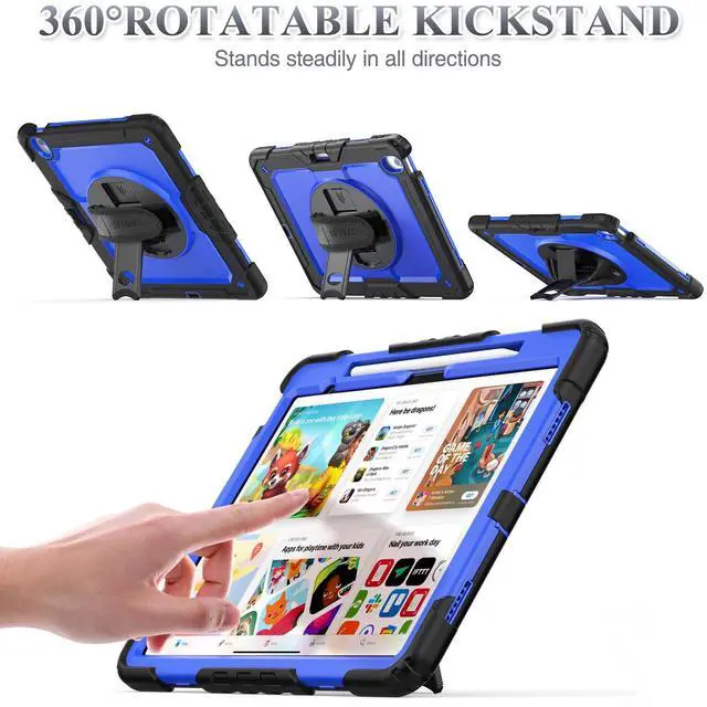 Alt view image 4 of 5 - SEYMAC stock Case for iPad Air 13 inch Case M3/ M2 (2025/2024), for iPad Air 6th Generation, Heavy Duty Protective with Pencil Holder, Screen Protector, Stand, Hand Strap, Shoulder Strap, Blue