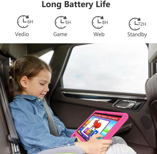 Alt view image 5 of 5 - JREN Kids Table 10.1" |Android 14 Tablet for Kids|64GB Storage|Octa-Core|WiFi |Cameras|Parental Control|Kids Content|Case Included Great Gift for Children Ages 3-12 Years Old Pink