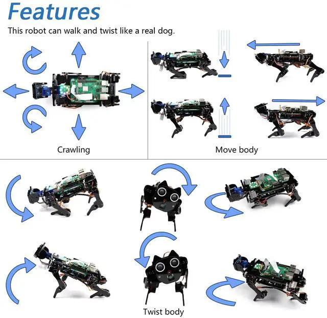 Alt view image 3 of 5 - FREENOVE Robot Dog Kit for Raspberry Pi 5 4 B 3 B+ Zero 2 W, Walking, Self Balancing, Face Recognition, Ball Tracing, Ultrasonic Ranging, App Control, Camera, Servo (Raspberry Pi NOT Included)