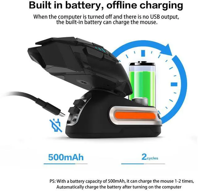 Alt view image 5 of 5 - Fanxoo G-Power Charging Dock for Logitech G502 G502X Plus GPW G903 G703 Wireless Mouse with RGB Light and Computer Volume Control knob(Does not Include Mouse) (White)