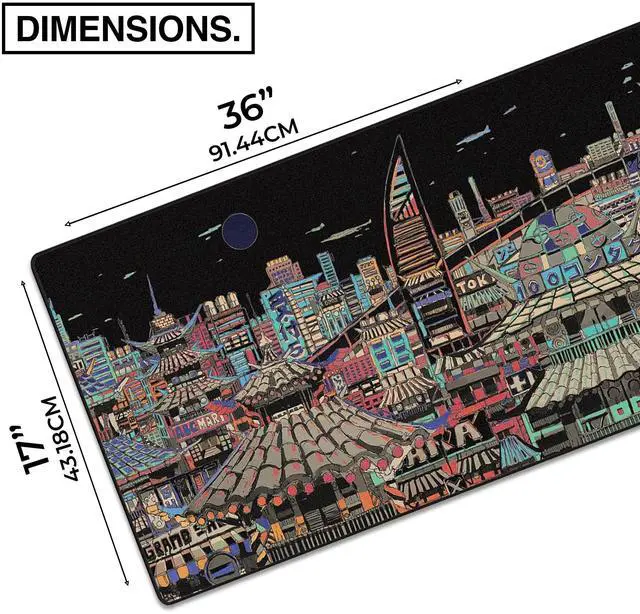 Alt view image 2 of 5 - MPCO. Masterpiece Large Gaming Desk Pad - 36" x 17" Aeroglyde Fabric Ichiba-Night Desk Mats - Washable, Smooth Glide for Precision Gaming & Work