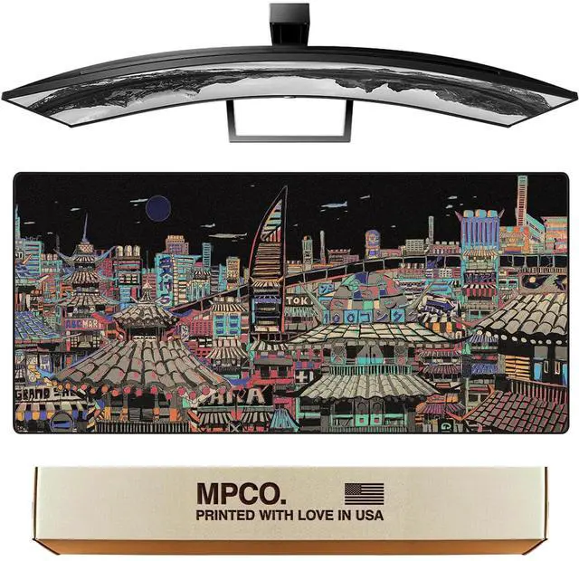 Main image of MPCO. Masterpiece Large Gaming Desk Pad - 36" x 17" Aeroglyde Fabric Ichiba-Night Desk Mats - Washable, Smooth Glide for Precision Gaming & Work