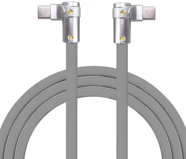 Main image of chubbycable FlexElbow Pro - 90 Degree Design 240W Fast Charge Cable Ultra-Thick Silicone Right Angle USB C Cable Phone Tablets Charging Cord, Gray, Double Elbow Type C to Type C, 4.9FT