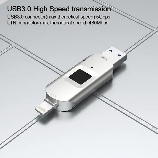 Alt view image 2 of 5 - for iPhone USB3.0 Encrypted Drive Drive External Storage Fingerprint Encryption USB Flash Drive for iPhone/iPad/iPadmini/Mac/PC USB3.0 Flash Drive 128GB