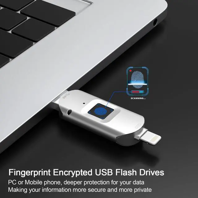 Alt view image 3 of 5 - for iPhone USB3.0 Encrypted Drive Drive External Storage Fingerprint Encryption USB Flash Drive for iPhone/iPad/iPadmini/Mac/PC USB3.0 Flash Drive 128GB