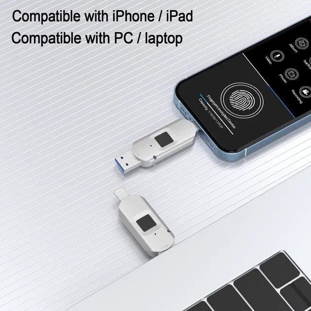 Alt view image 4 of 5 - for iPhone USB3.0 Encrypted Drive Drive External Storage Fingerprint Encryption USB Flash Drive for iPhone/iPad/iPadmini/Mac/PC USB3.0 Flash Drive 128GB