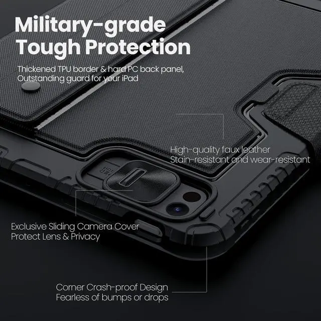 Alt view image 3 of 5 - Nillkin iPad Pro 11 inch (M4, 2024) Case with Detachable Keyboard, Magic Trackpad, 7 Colors Backlit, Portrait/Landscape Modes, Rugged Keyboard Case with Camera Cover for iPad Pro 11" 5th Gen, Black