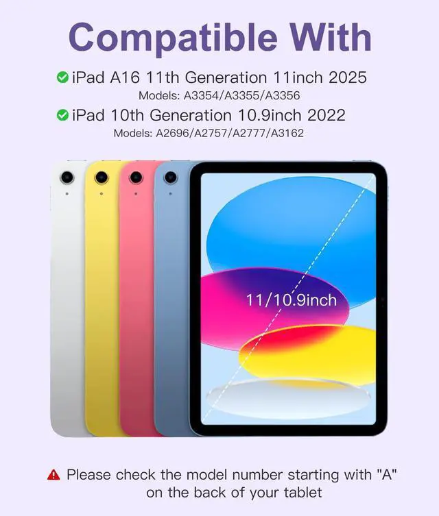 Alt view image 2 of 5 - Hamile for iPad 11th 10th Generation Case with Keyboard - 7 Colors Backlit Wireless Detachable Folio Keyboard Cover with Pencil Holder for iPad 11-inch A16 2025 10th Gen 10.9 Inch 2022 (Purple)
