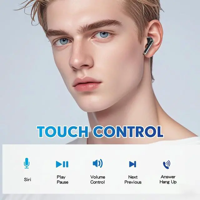 Alt view image 3 of 4 - True Wireless Earbuds Bluetooth 5.3 with Microphone for Working Out Noise Canceling Blue Tooth Ear Buds Deep Bass TWS Wireless Earphones with Charging Case in Ear Headphone for iPhone Android Black