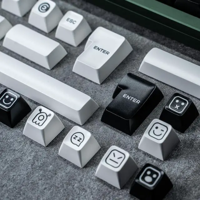 Alt view image 5 of 5 - REDQIN WOB Keycaps - 160 Keys Double Shot PBT Keycaps Minimalist Style SA Liked Profile White on Black Custom Set for Alice ISO ANSI 60, 75, 80, 95, 100% Mechanical Keyboard