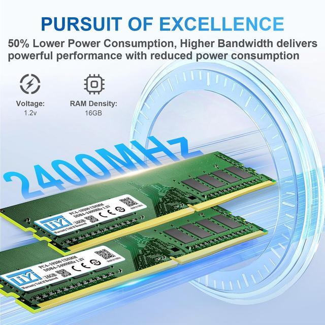 Alt view image 3 of 5 - LIYI DDR4 32GB (2x16GB) 2400MHz Desktop RAM Kit | PC4-19200 CL17 1.2V 288-Pin UDIMM | Dual Channel for Intel Core i7/i9, AMD Ryzen 7/9 | XMP 2.0 Non-ECC | Computer Desktop RAM Memory Upgrade