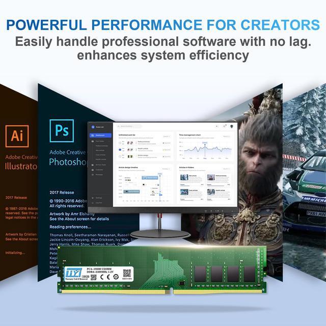 Alt view image 4 of 5 - LIYI DDR4 32GB (2x16GB) 2400MHz Desktop RAM Kit | PC4-19200 CL17 1.2V 288-Pin UDIMM | Dual Channel for Intel Core i7/i9, AMD Ryzen 7/9 | XMP 2.0 Non-ECC | Computer Desktop RAM Memory Upgrade