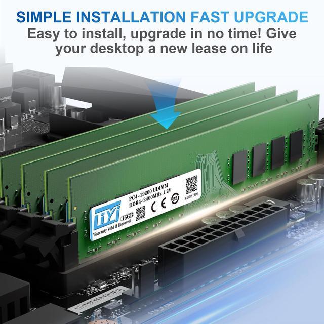 Alt view image 5 of 5 - LIYI DDR4 32GB (2x16GB) 2400MHz Desktop RAM Kit | PC4-19200 CL17 1.2V 288-Pin UDIMM | Dual Channel for Intel Core i7/i9, AMD Ryzen 7/9 | XMP 2.0 Non-ECC | Computer Desktop RAM Memory Upgrade