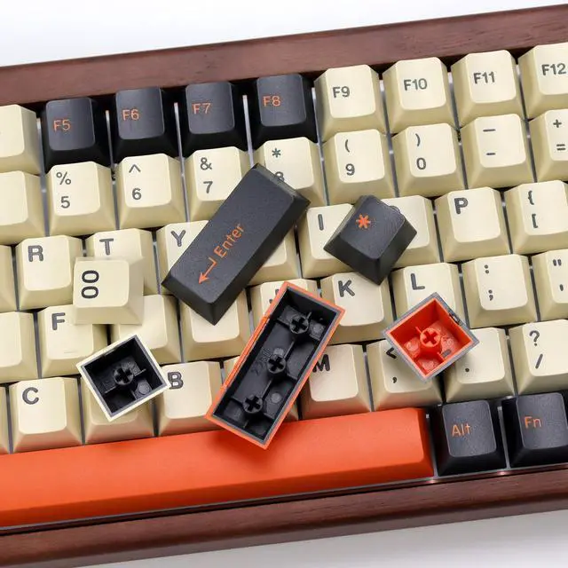 Alt view image 5 of 5 - KBDiy Carbon PBT Double Shot Orange Keycap Set,174 Keys Retro Custom Key Cap Keycaps 60 Percent Cherry Profile Keycaps for 61/64/68/84/87/100/104/108 Mechanical Keyboard