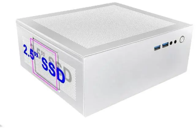 Alt view image 4 of 5 - Mini PC Case 4.3L HTPC Chassis 2X USB 3.0 Fits Flex Power Supply ITX Motherboard White