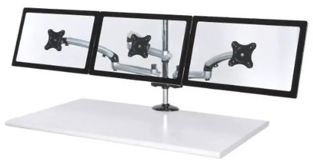 Alt view image 2 of 3 - Cotytech Triple Monitor Desk Mount Spring Arm Grommet Base - Silver (DM-GST13-G50)