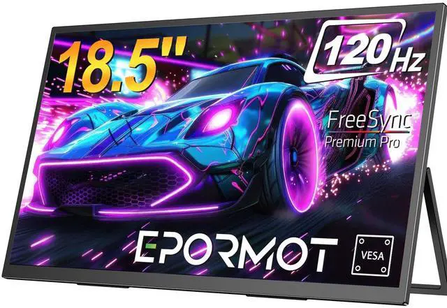 Main image of EPORMOT Portable Monitor 18.5 inch 120hz for Laptop, FHD 1080P Portable Gaming Monitor w/VESA Kickstand HDR Speakers USB C Mini HDMI for Phones PC Gaming Devices, Travel Second Screen for Business
