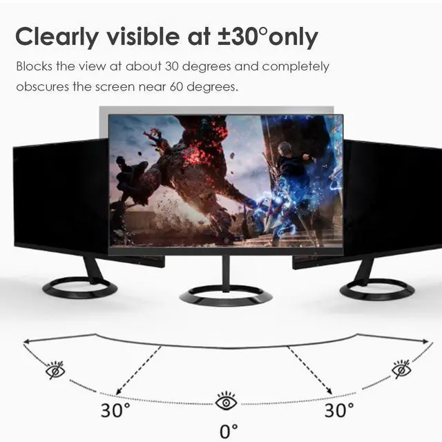 Alt view image 2 of 5 - Computer Privacy Screen Filter for 23 Inch 16:9 Widescreen Monitor, Anti Blue Ligh and Anti Glare Computer Screen Privacy Shield, Monitor Privacy Screen Filter (W X H: 509mm X 286mm)