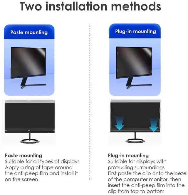 Alt view image 4 of 5 - Computer Privacy Screen Filter for 23 Inch 16:9 Widescreen Monitor, Anti Blue Ligh and Anti Glare Computer Screen Privacy Shield, Monitor Privacy Screen Filter (W X H: 509mm X 286mm)