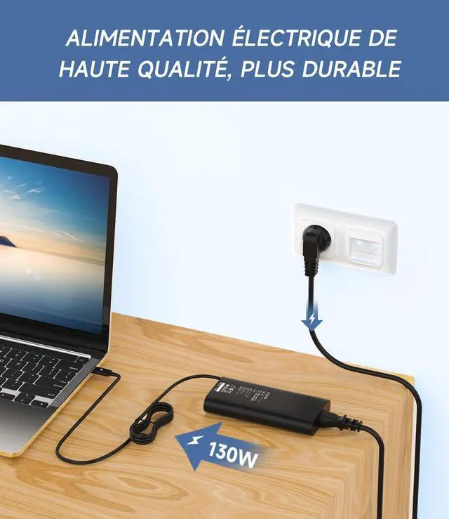 Alt view image 5 of 5 - 130W USB C Laptops Charger for Dell, Fast Charging Type C Dell XPS 15 9500 17 9700 Precision 5550 5750 3560 3550 3551 Latitude 7210 7310 Adapter with Power Supply Cord