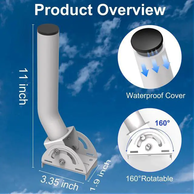 Alt view image 5 of 5 - Universal Wireless Bridge Bracket Mount, Poles/Wall Mounting, 12" Adjustable J Pole Mount for Outdoor Antenna Access Point Weather Station Point-to-Point WiFi Extender Router CPE Bridges, 2-Pack