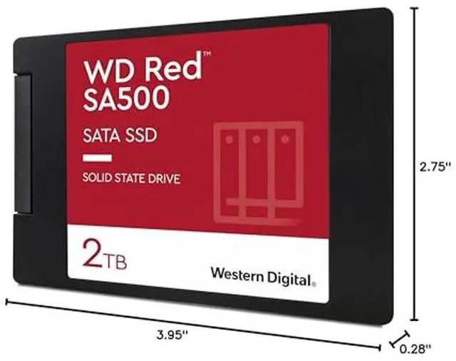 Alt view image 4 of 4 - Western Digital 2TB WD Red SA500 NAS 3D NAND Internal SSD - SATA III 6 Gb/s, 2.5"/7mm, Up to 560 MB/s - WDS200T1R0A