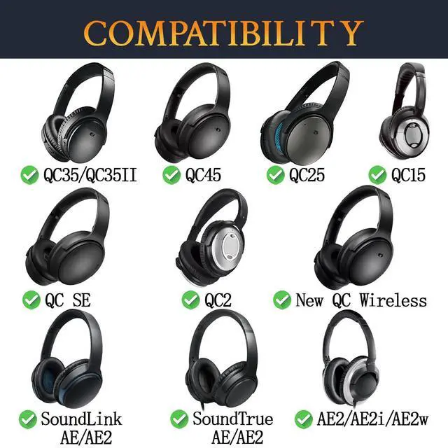 Alt view image 3 of 5 - SoloWIT Lambskin Earpads Cushions for Bose Headphones, Replacement Ear Pads for Bose QuietComfort 15 QC15 QC25 QC2 QC35/Ae2 Ae2i Ae2w/SoundTrue & SoundLink Around-Ear Series - Brilliant Black