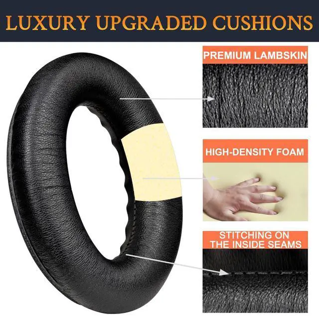 Alt view image 5 of 5 - SoloWIT Lambskin Earpads Cushions for Bose Headphones, Replacement Ear Pads for Bose QuietComfort 15 QC15 QC25 QC2 QC35/Ae2 Ae2i Ae2w/SoundTrue & SoundLink Around-Ear Series - Brilliant Black