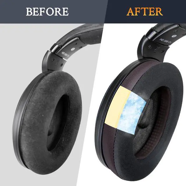 Alt view image 4 of 5 - SOULWIT Ear Pads for Sennheiser HD599/HD598/SE/CS/SR/HD595/HD569/HD560S/Game Zero/G4ME Zero, Earpads Cushions for PC37X/PC38X/PC350/PXC350/PXE350/PC360/HD380/HD380 Pro-Dark Coffee